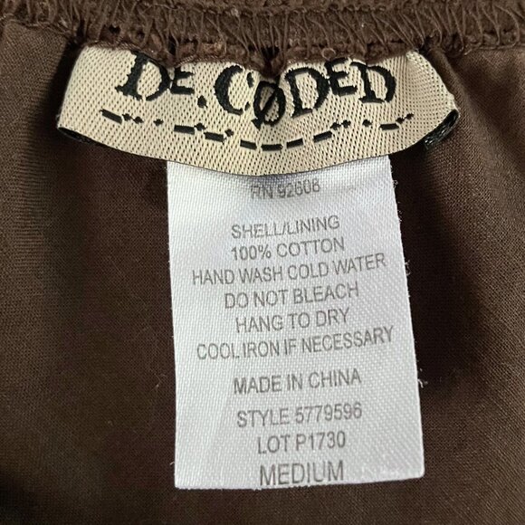 Vintage Y2K 100% Cotton Brown Embroidered Floral Midi Skirt Boho Girlhood XS/S - Picture 9 of 10